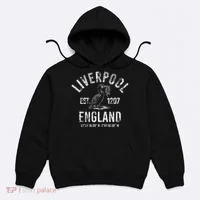 Liverpool England 1207 With Coordinates White Distressed Hoodie thumb 0