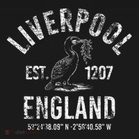 Liverpool England 1207 With Coordinates White Distressed Apron thumb 3