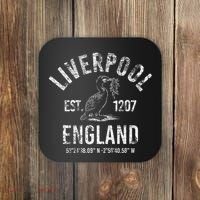 Liverpool England 1207 With Coordinates White Distressed Coaster thumb 0