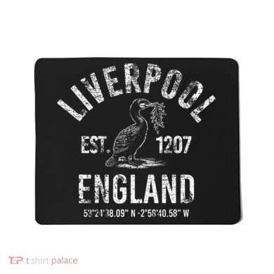 Liverpool England 1207 With Coordinates White Distressed Mousepad