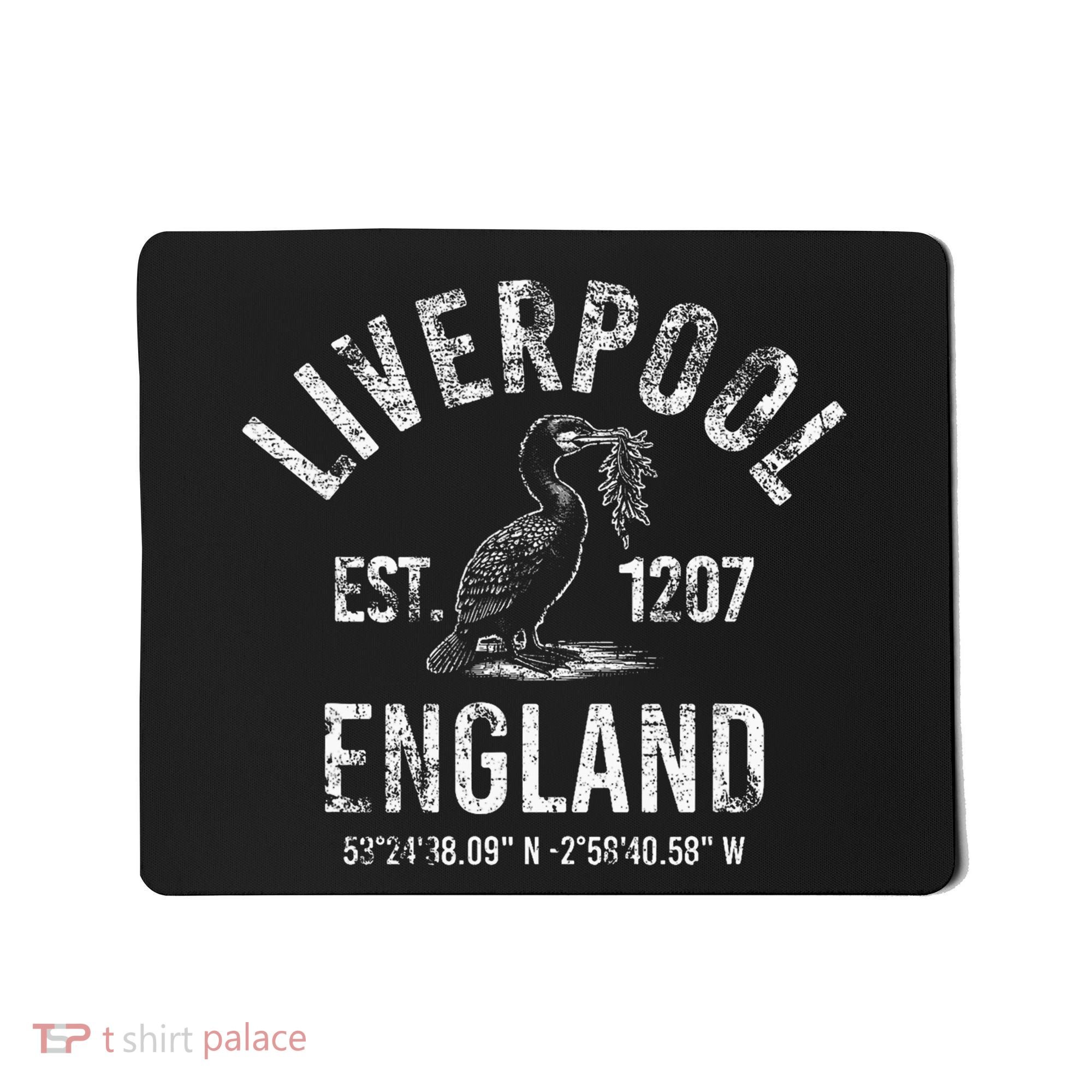 Liverpool England 1207 With Coordinates White Distressed Mousepad