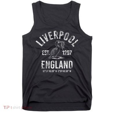 Liverpool England 1207 With Coordinates White Distressed Tank Top
