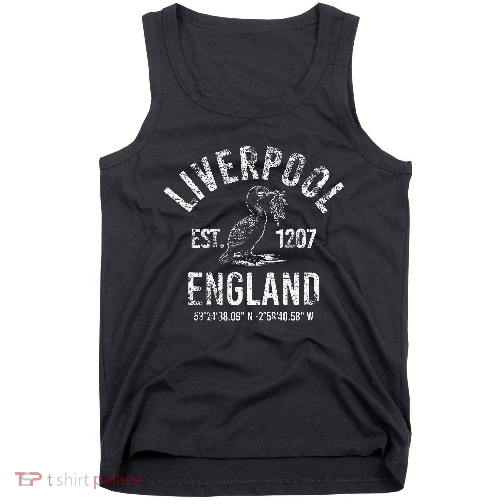 Liverpool England 1207 With Coordinates White Distressed Tank Top