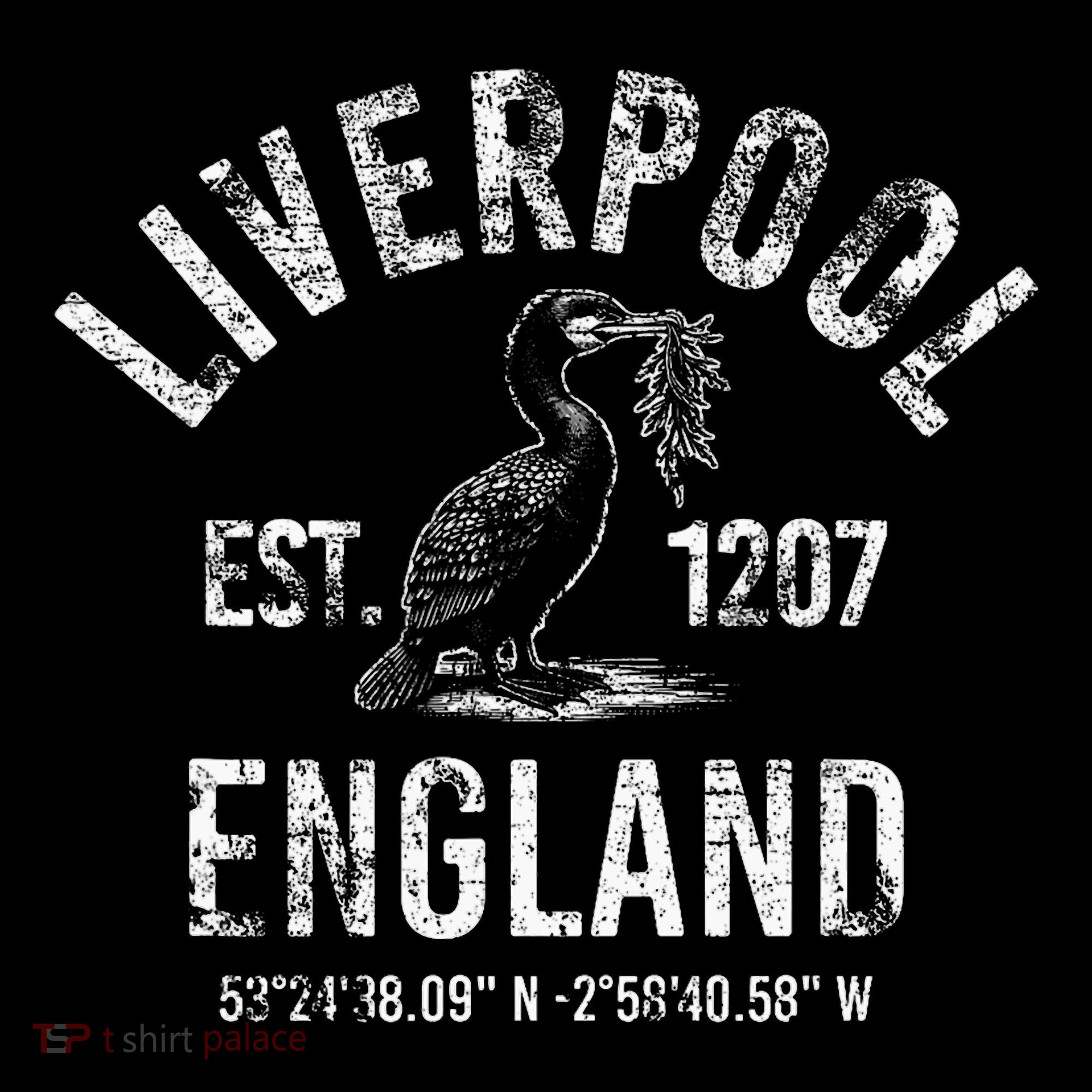 Liverpool England 1207 With Coordinates White Distressed Tank Top