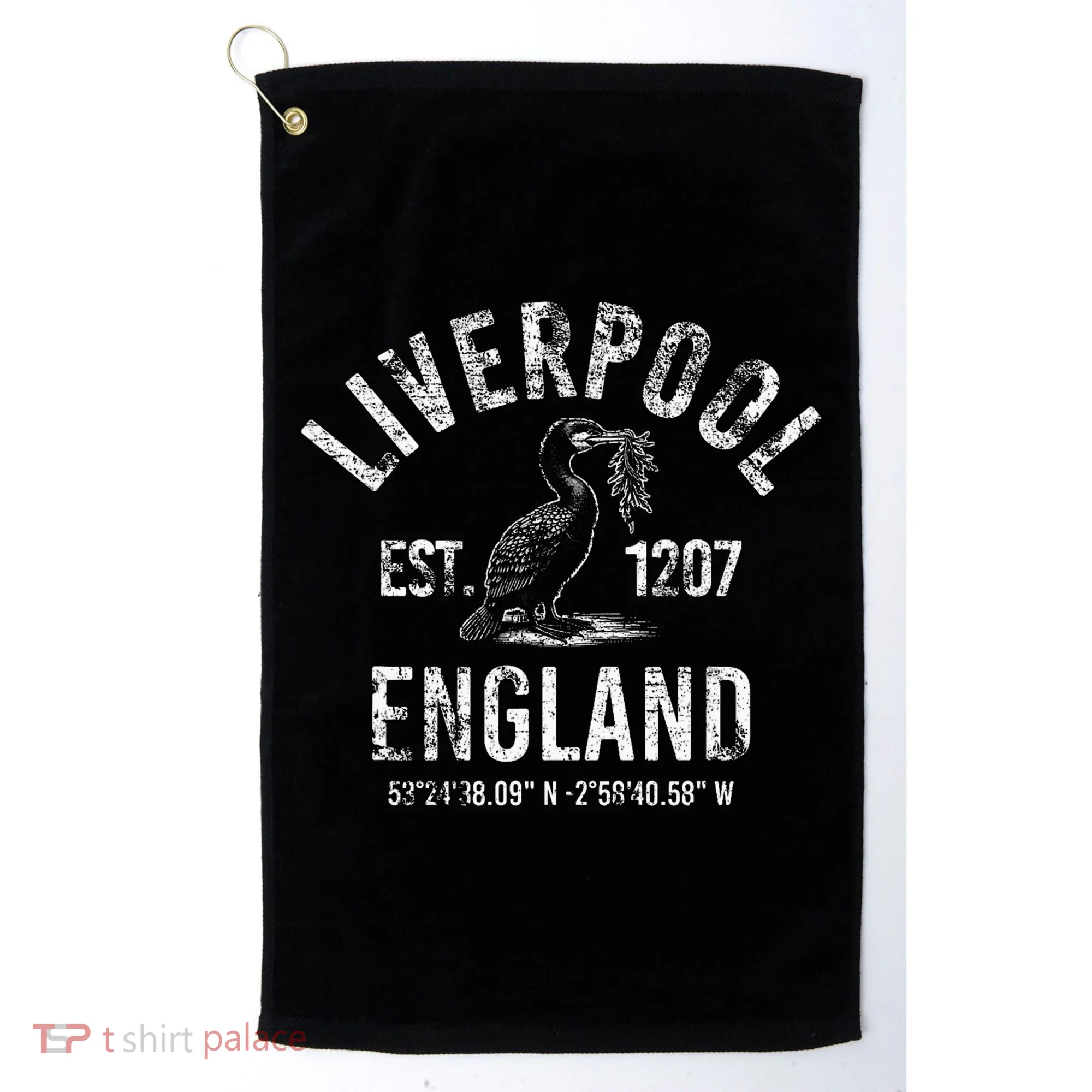 Liverpool England 1207 With Coordinates White Distressed Golf Towel
