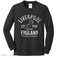 Liverpool England 1207 With Coordinates White Distressed Kids Long Sleeve Shirt thumb 0