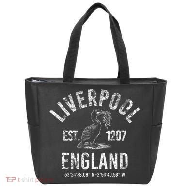 Liverpool England 1207 With Coordinates White Distressed Tote Bag