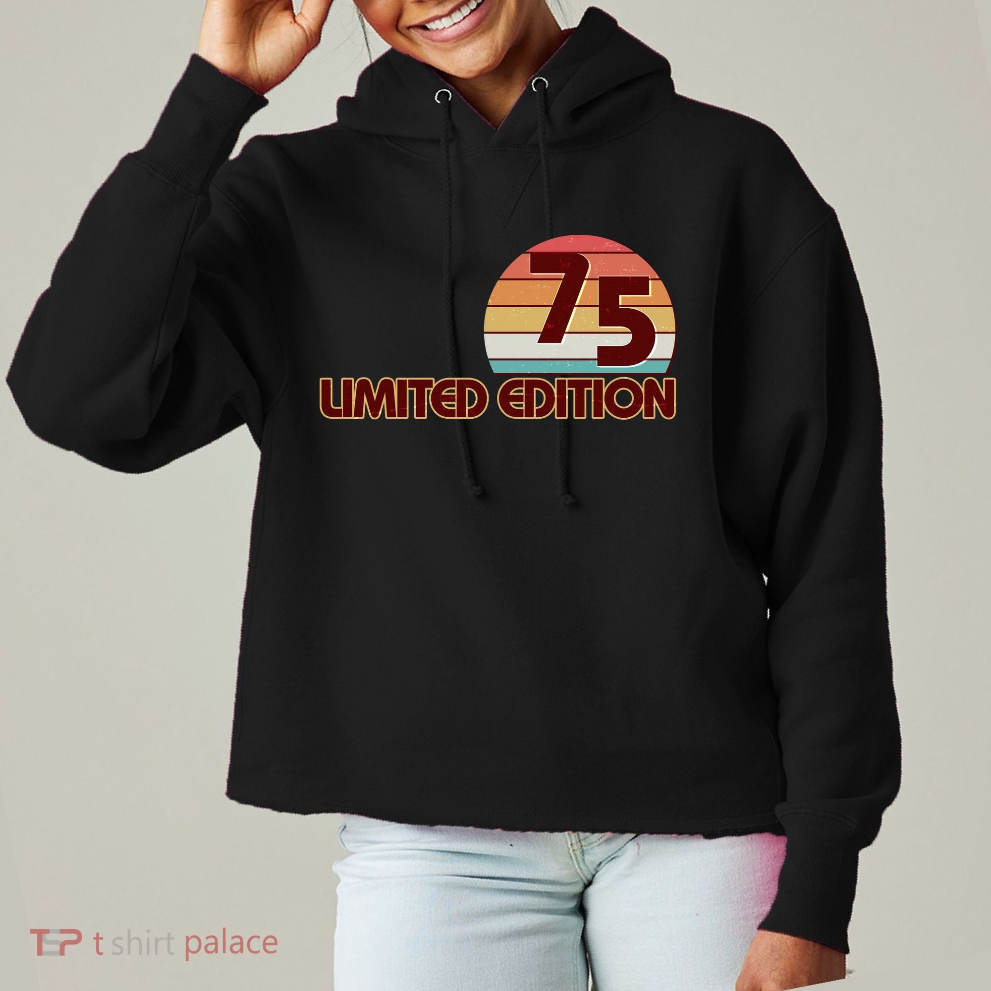 Limited Edition 1975 Retro Sun 50th Birthday Ladies Heavyweight Boxy Pullover Hoodie