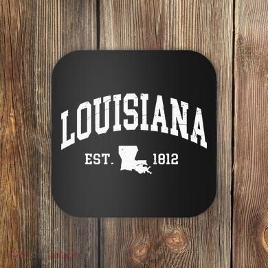 Louisiana Est. 1812 Distressed Worn Design Classic Coaster