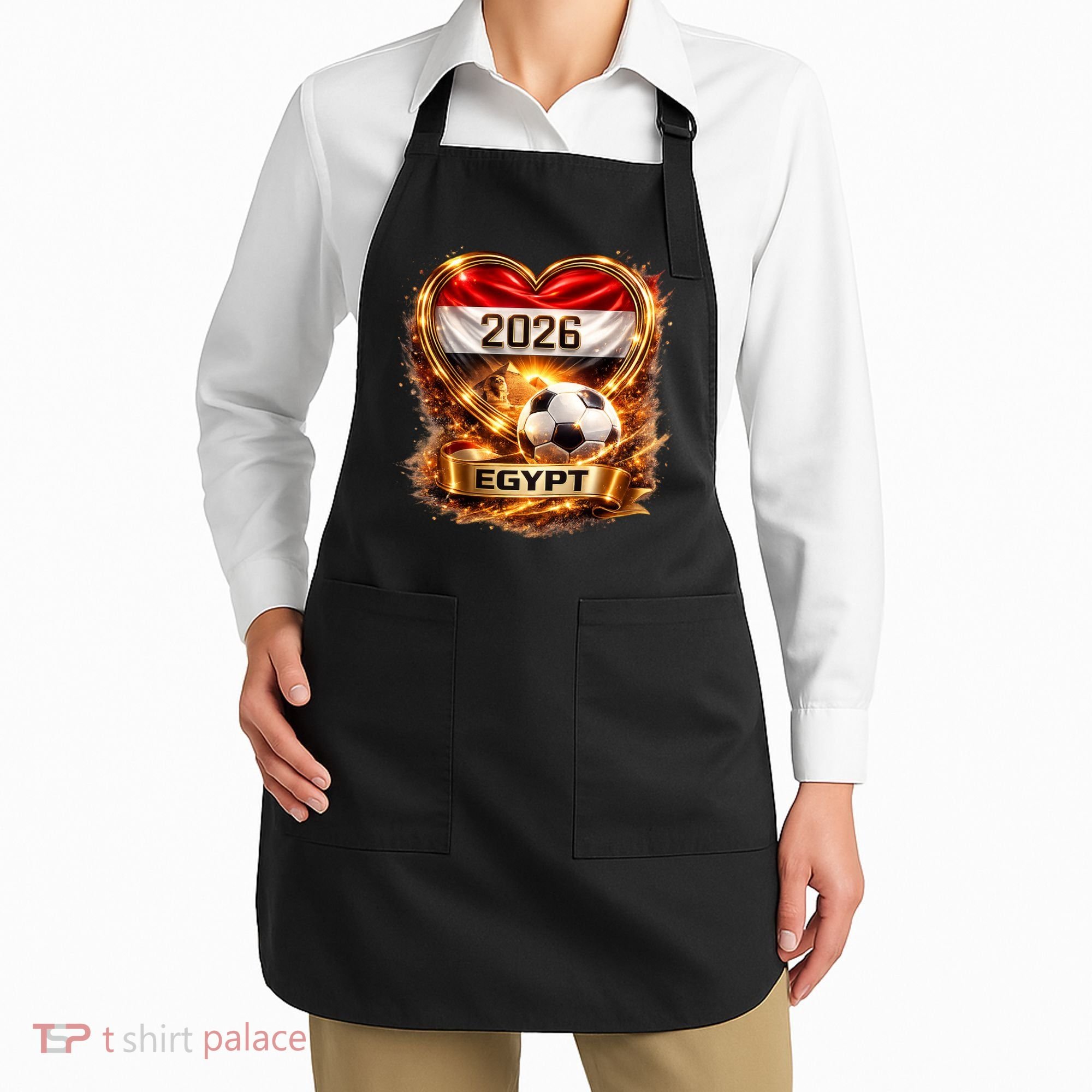 Love Egypt 2026 Heart Soccer Fan Apron