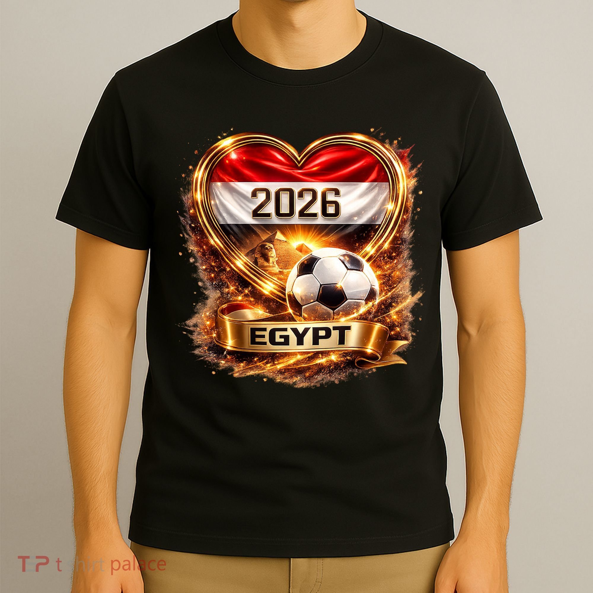 Love Egypt 2026 Heart Soccer Fan T-Shirt