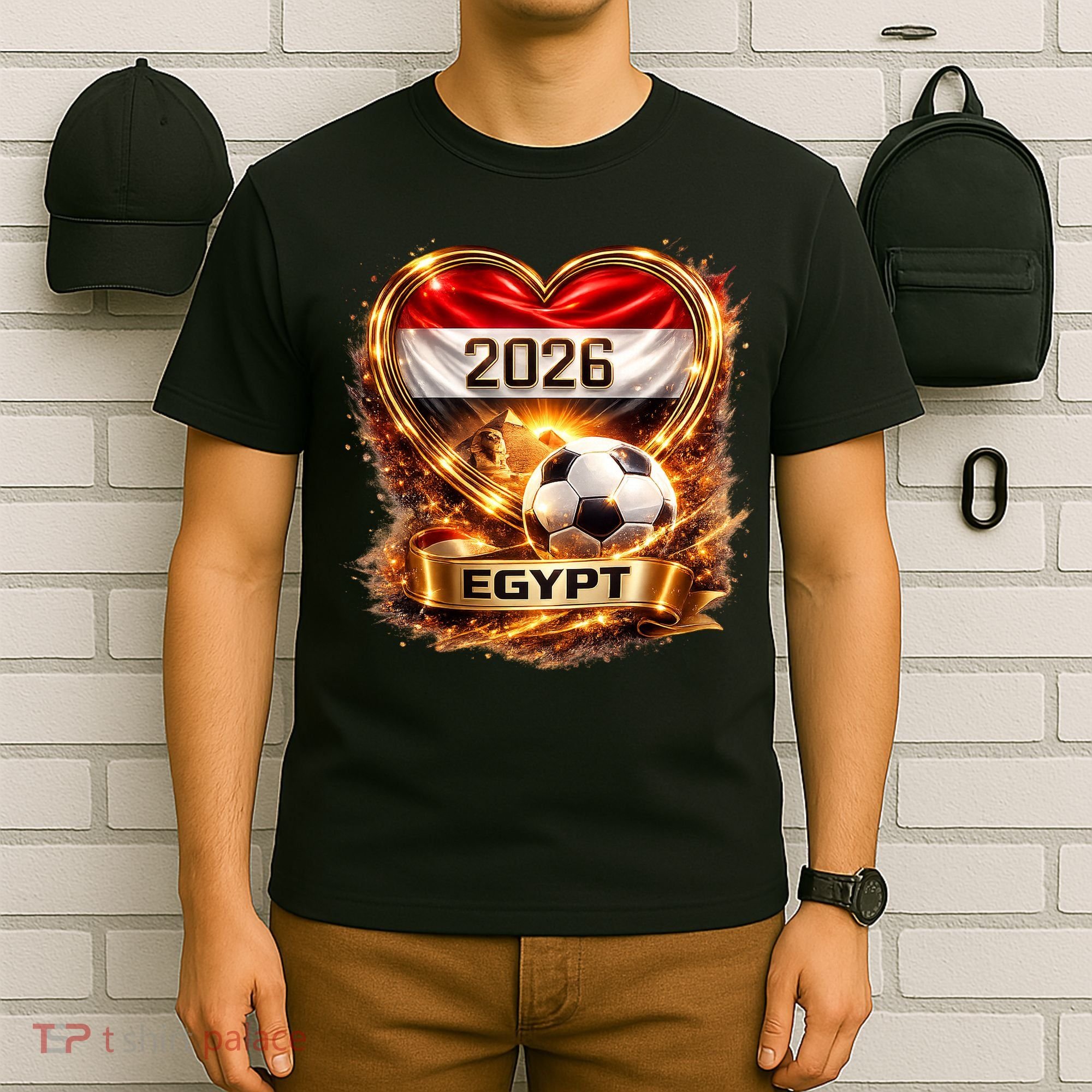 Love Egypt 2026 Heart Soccer Fan T-Shirt