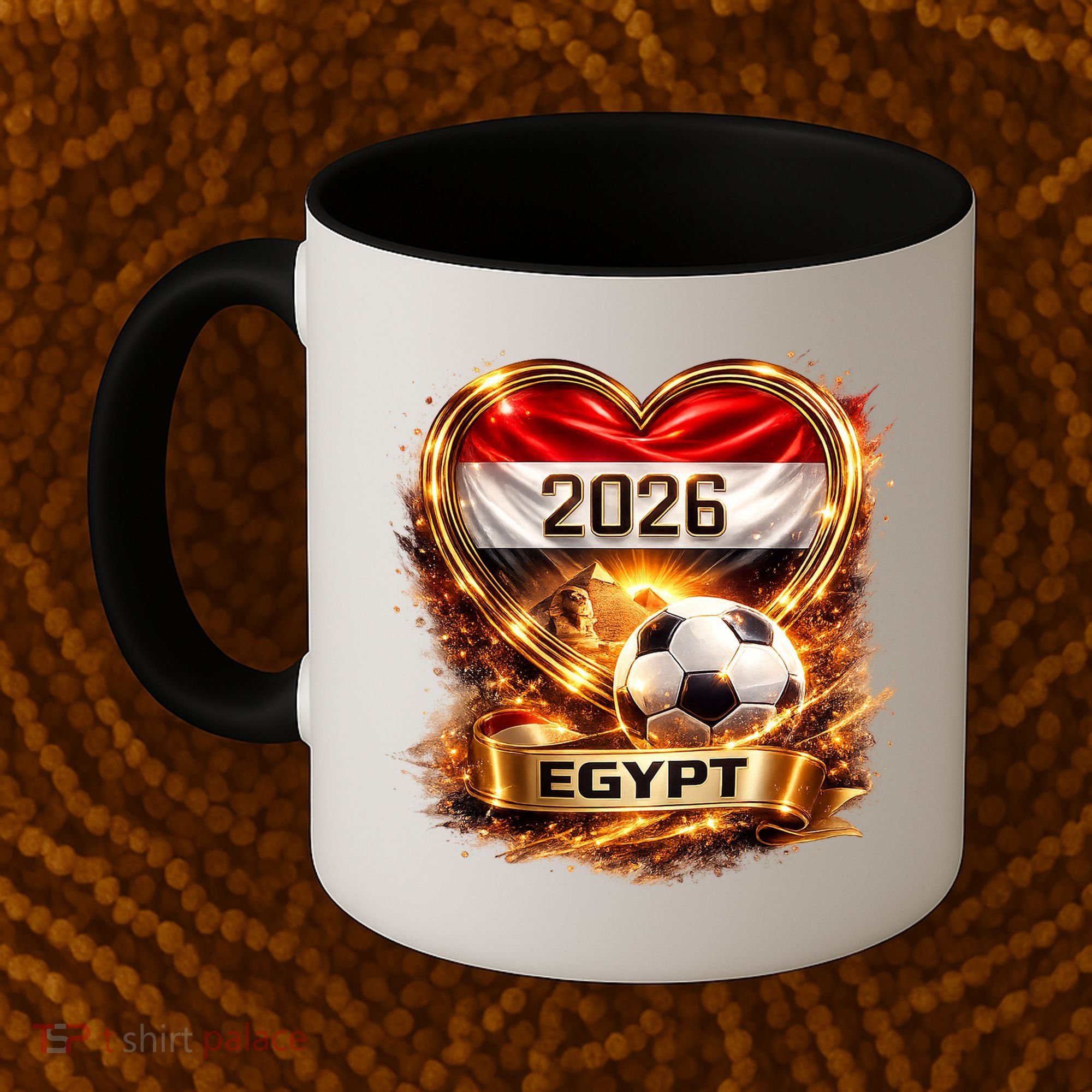 Love Egypt 2026 Heart Soccer Fan Coffee Mug