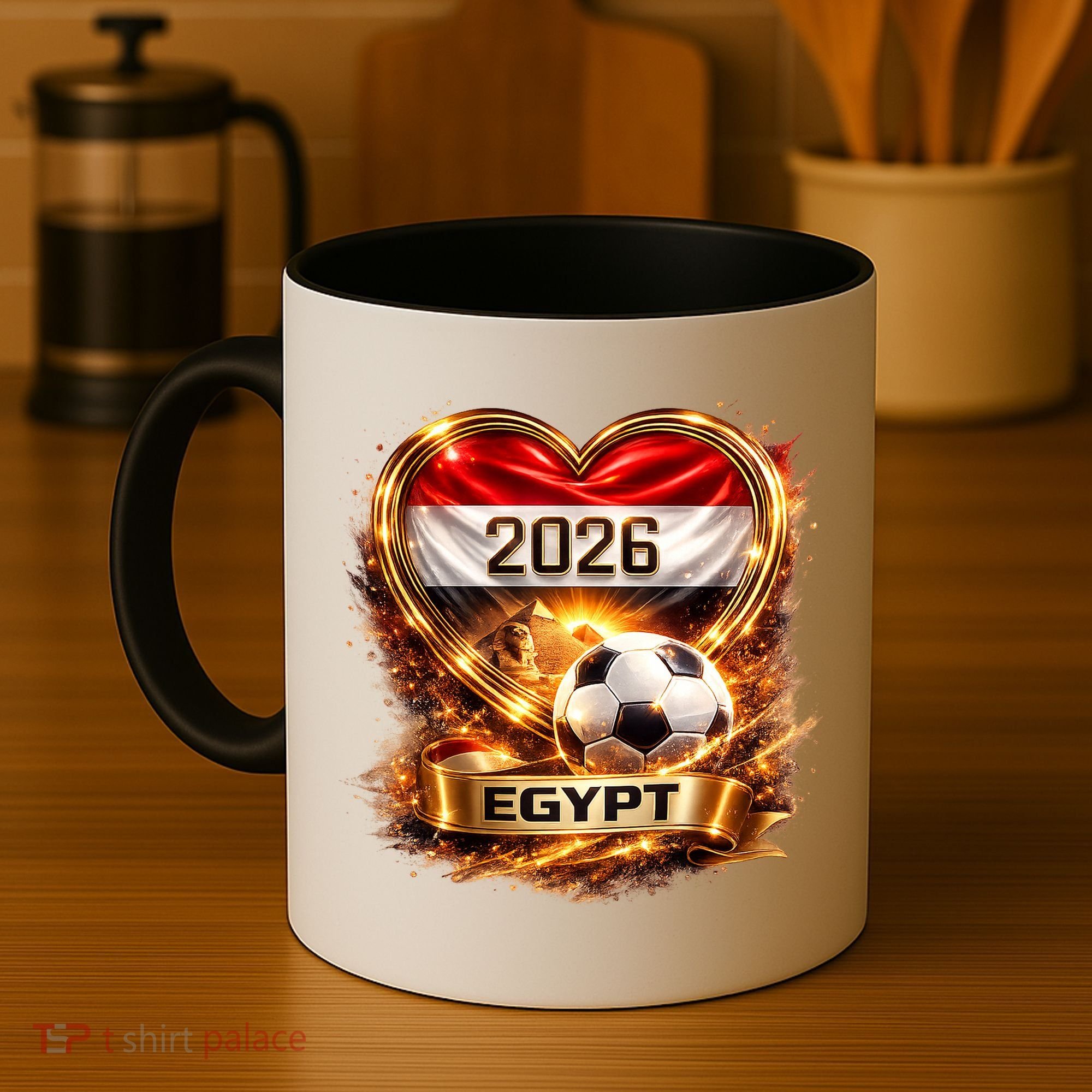 Love Egypt 2026 Heart Soccer Fan Coffee Mug