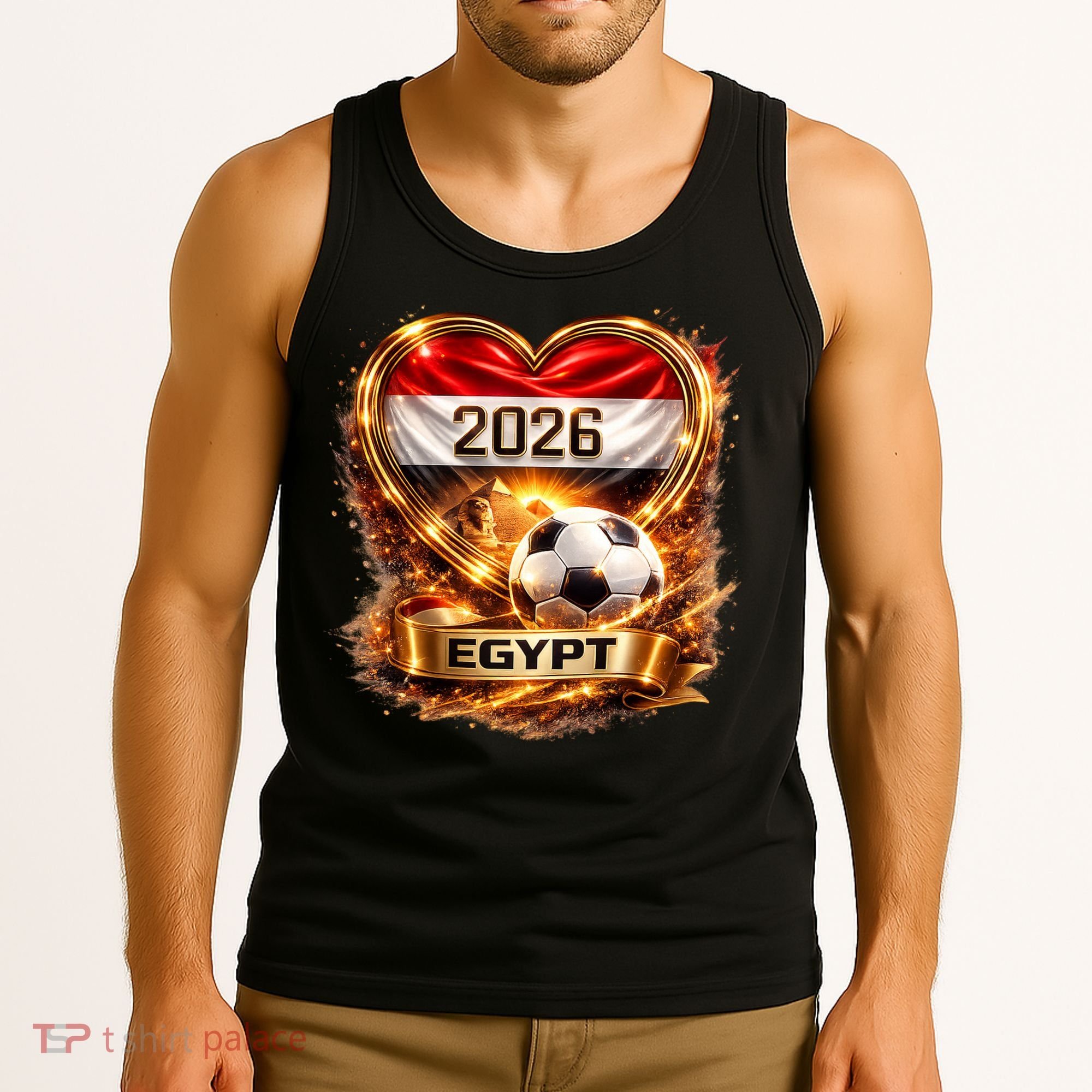 Love Egypt 2026 Heart Soccer Fan Tank Top