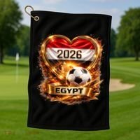 Love Egypt 2026 Heart Soccer Fan Golf Towel thumb 1