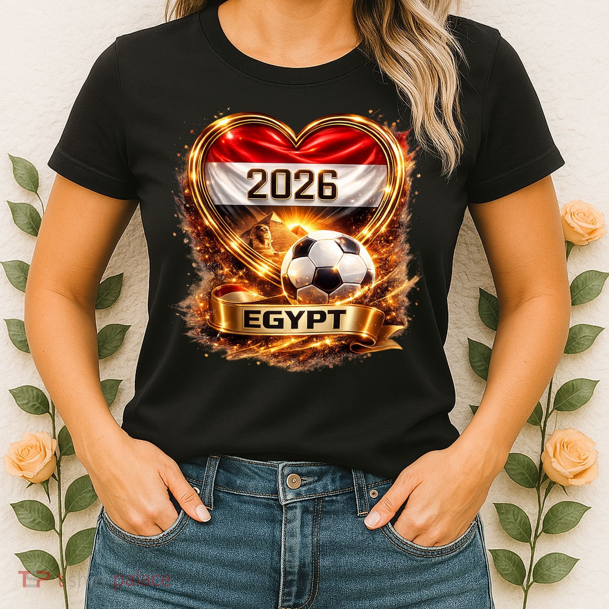Love Egypt 2026 Heart Soccer Fan Women's T-Shirt