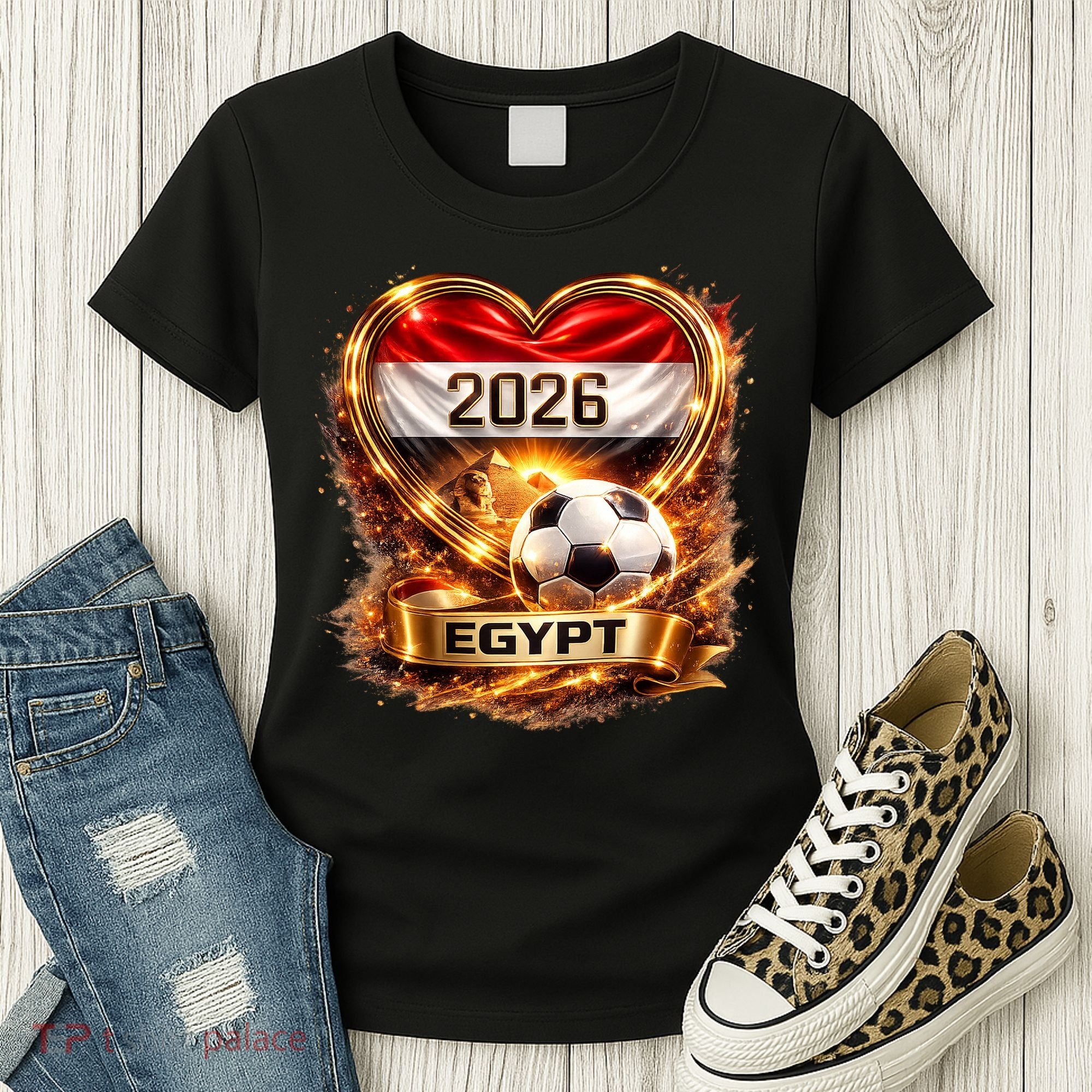Love Egypt 2026 Heart Soccer Fan Women's T-Shirt