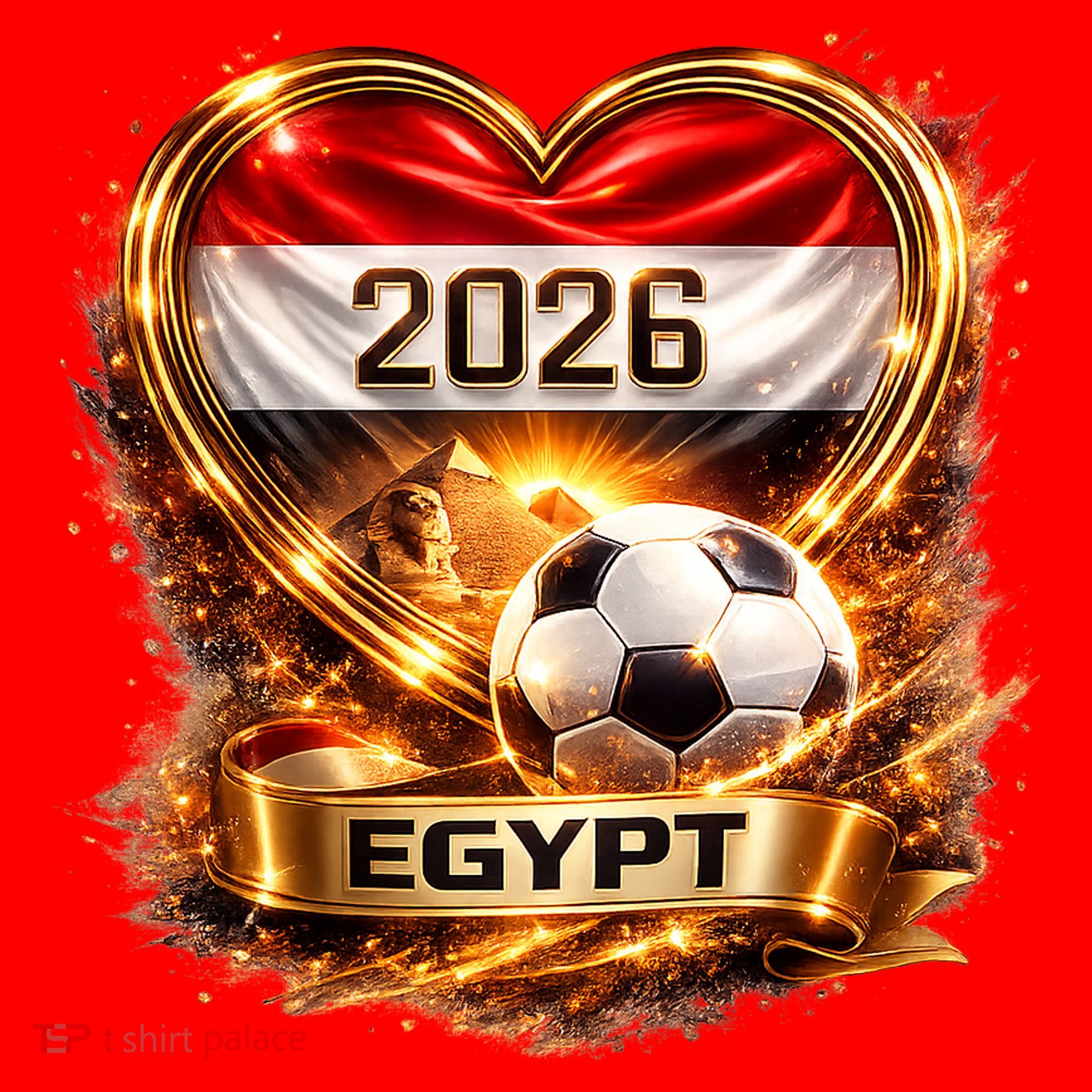 Love Egypt 2026 Heart Soccer Fan Santa Hat
