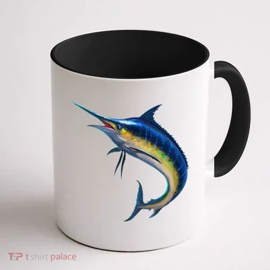 Leaping Blue Marlin Coffee Mug back