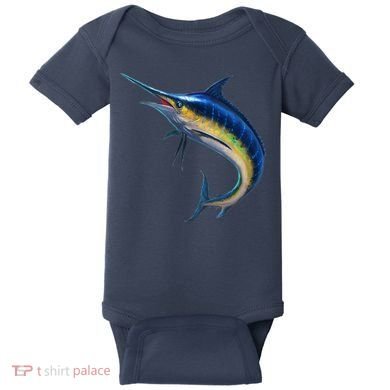 Leaping Blue Marlin Baby Bodysuit