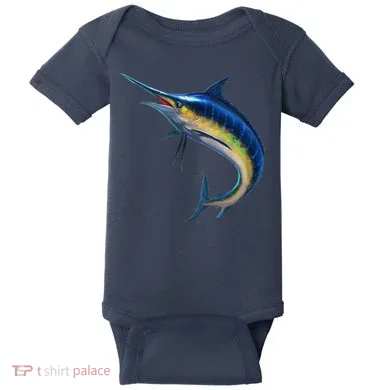 Leaping Blue Marlin Baby Bodysuit