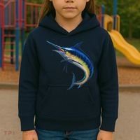 Leaping Blue Marlin Kids Hoodie thumb 3