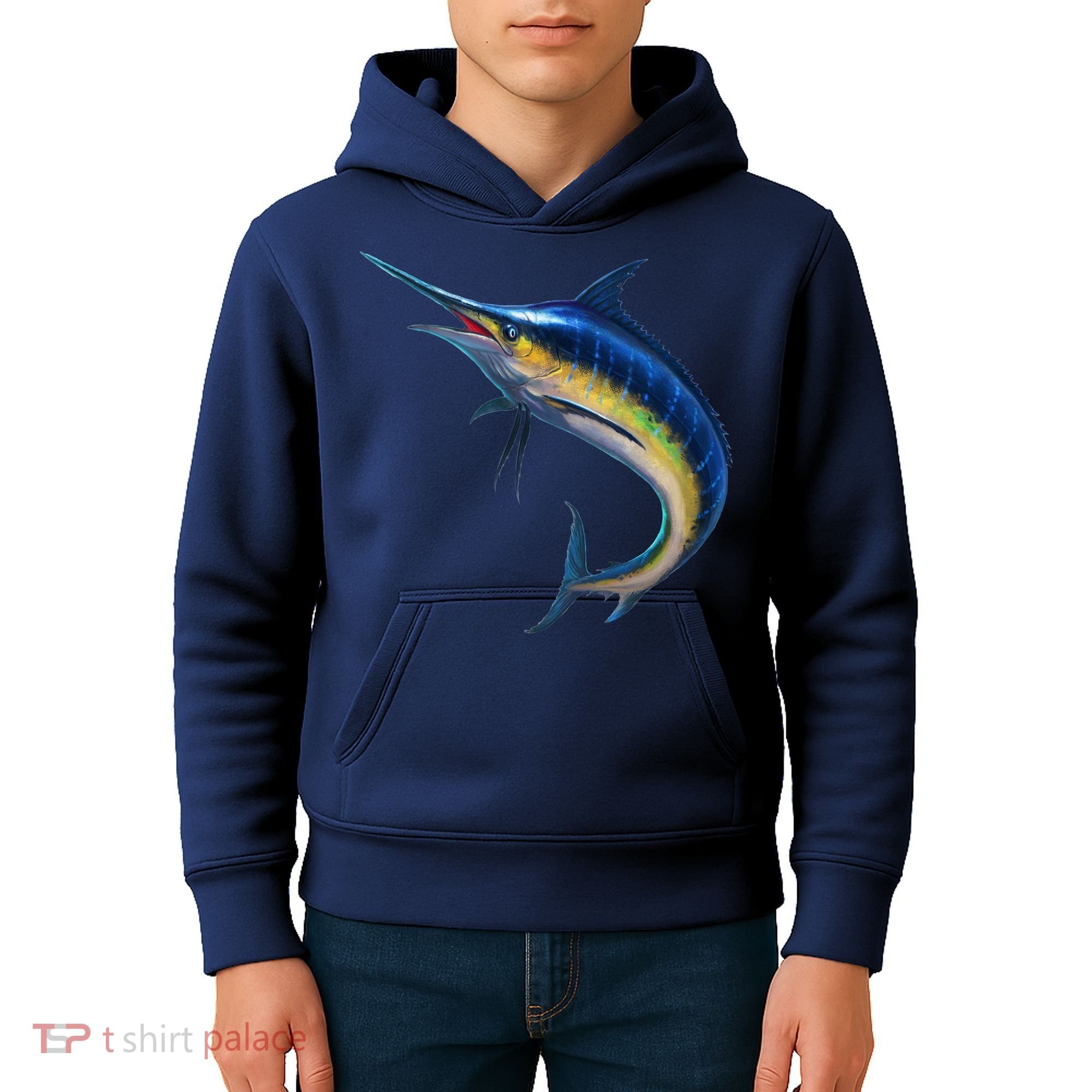 Leaping Blue Marlin Kids Hoodie