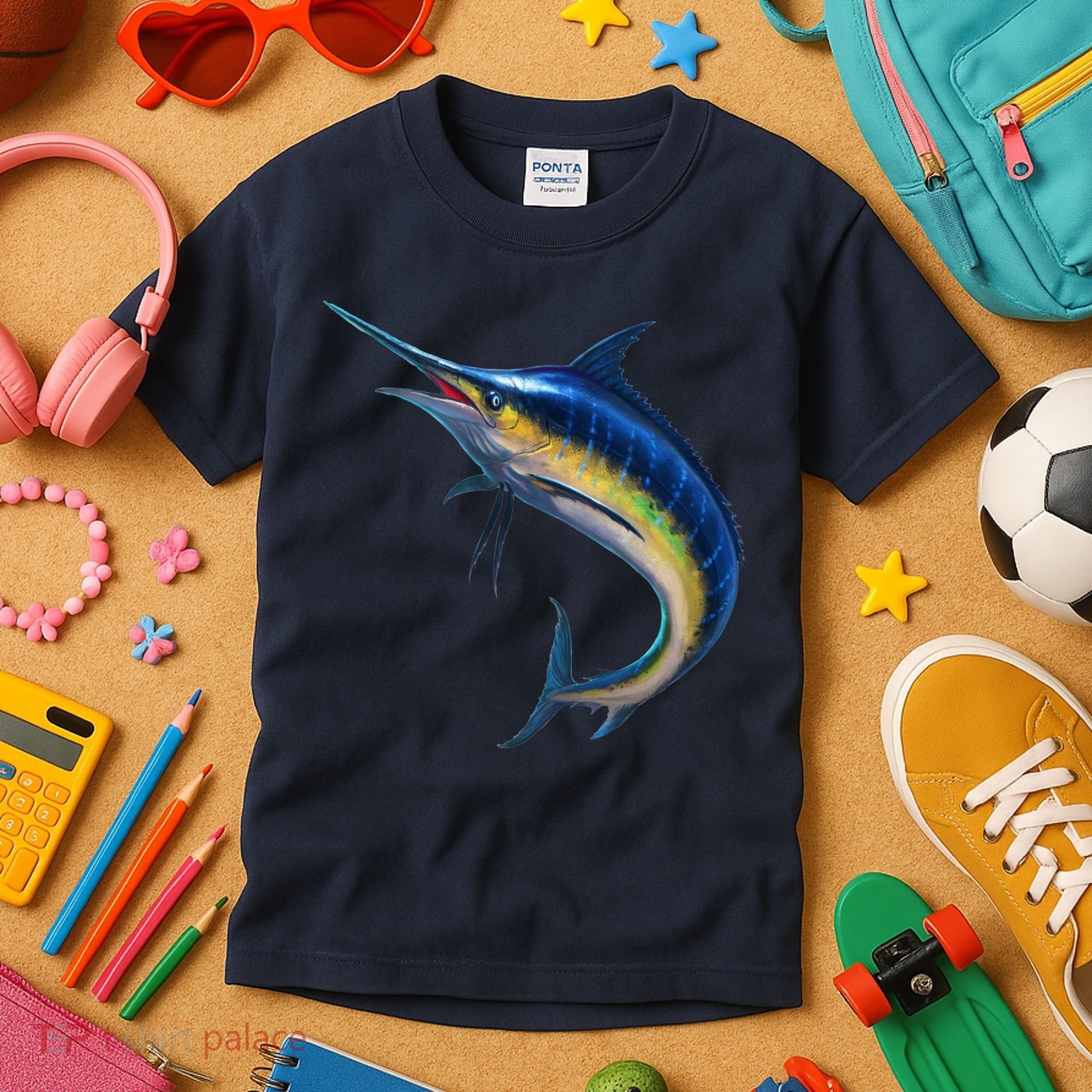 Leaping Blue Marlin Kids T-Shirt