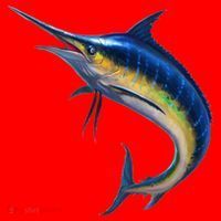 Leaping Blue Marlin Santa Hat thumb 1