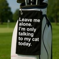 Leave Me Alone Talking To Cat Golf Towel thumb 2