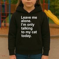 Leave Me Alone Talking To Cat Kids Hoodie thumb 3