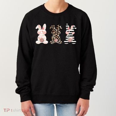Leopard Easter Bunny Rabbit Trio Cute Easter Women's Sweatshirt