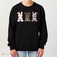 Leopard Easter Bunny Rabbit Trio Cute Easter Women's Sweatshirt thumb 0