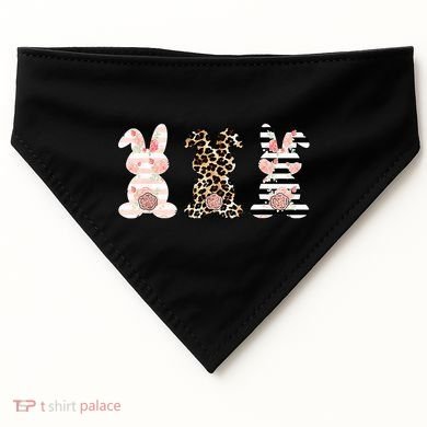 Leopard Easter Bunny Rabbit Trio Cute Easter USA-Made Doggie Bandana