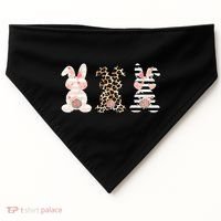 Leopard Easter Bunny Rabbit Trio Cute Easter USA-Made Doggie Bandana thumb 0