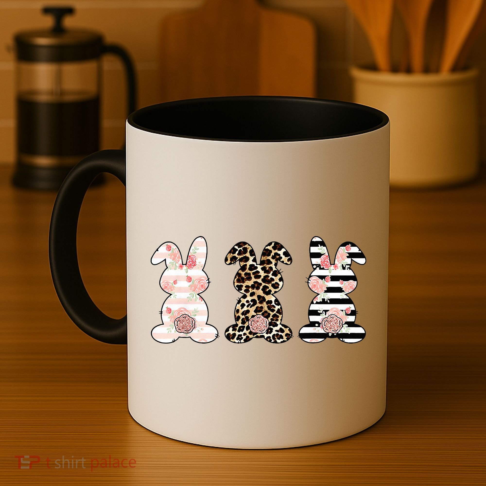 Leopard Easter Bunny Rabbit Trio Cute Easter Coffee Mug