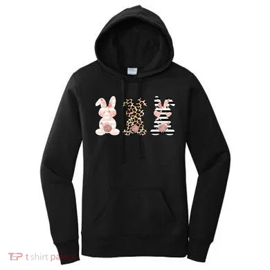 Leopard Easter Bunny Rabbit Trio Cute Easter Women's Hoodie