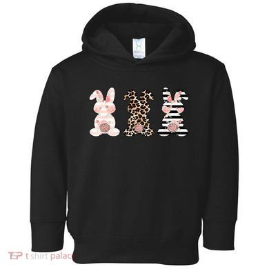 Leopard Easter Bunny Rabbit Trio Cute Easter Toddler Hoodie