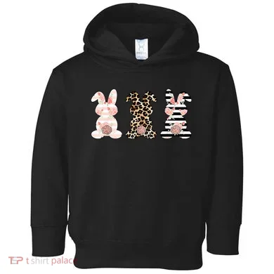 Leopard Easter Bunny Rabbit Trio Cute Easter Toddler Hoodie