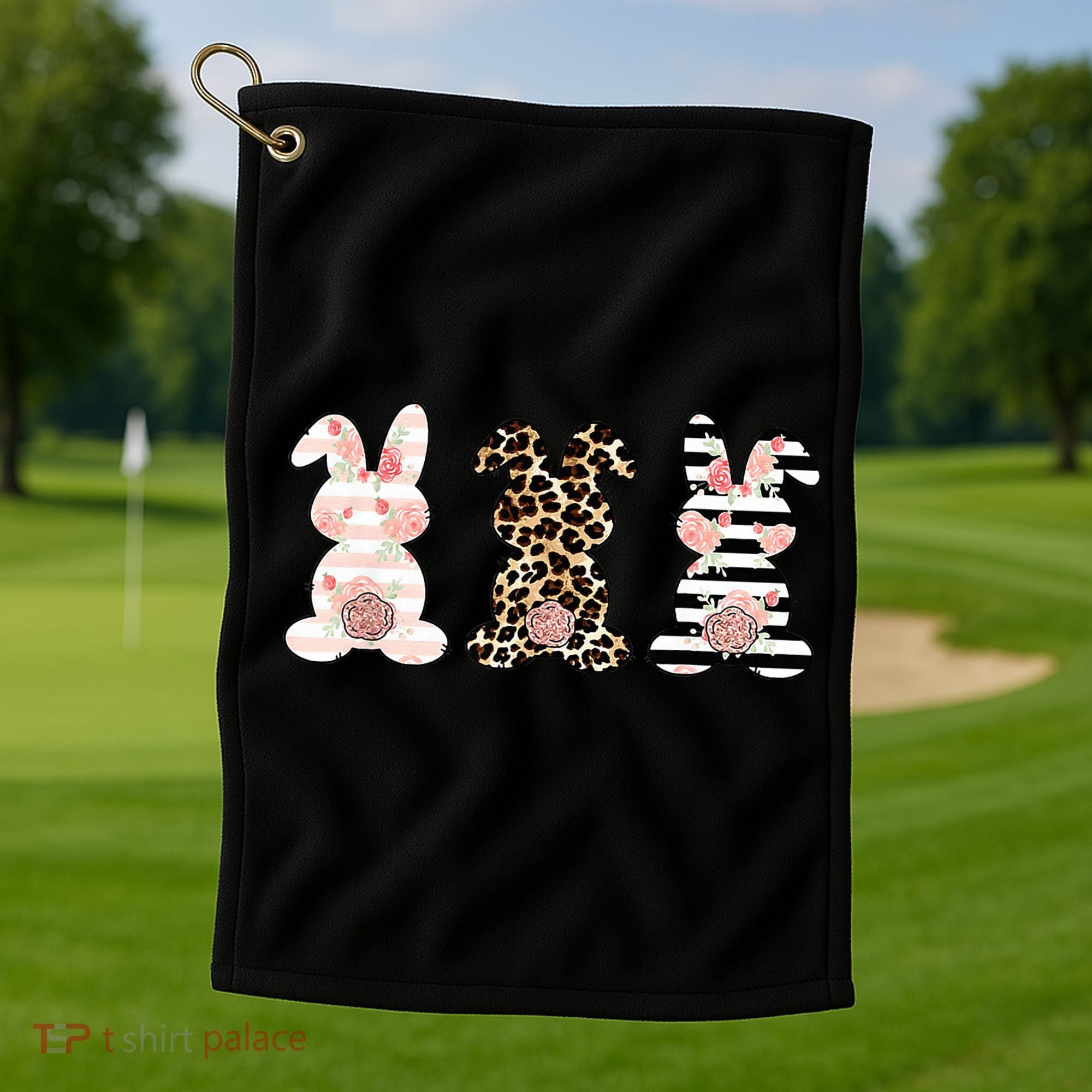 Leopard Easter Bunny Rabbit Trio Cute Easter Golf Towel