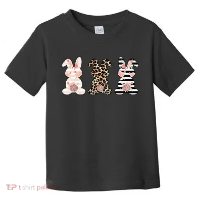 Leopard Easter Bunny Rabbit Trio Cute Easter Toddler T-Shirt