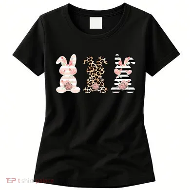 Leopard Easter Bunny Rabbit Trio Cute Easter Women's T-Shirt