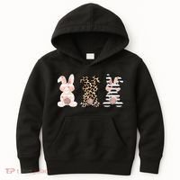 Leopard Easter Bunny Rabbit Trio Cute Easter Kids Hoodie thumb 0
