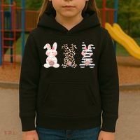 Leopard Easter Bunny Rabbit Trio Cute Easter Kids Hoodie thumb 3