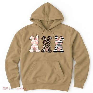Leopard Easter Bunny Rabbit Trio Cute Easter Hoodie