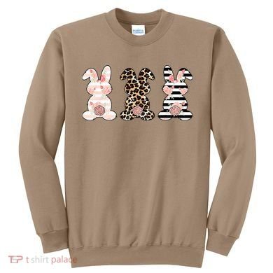 Leopard Easter Bunny Rabbit Trio Cute Easter Sweatshirt