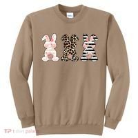 Leopard Easter Bunny Rabbit Trio Cute Easter Sweatshirt thumb 0