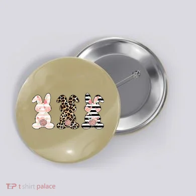 Leopard Easter Bunny Rabbit Trio Cute Easter Button