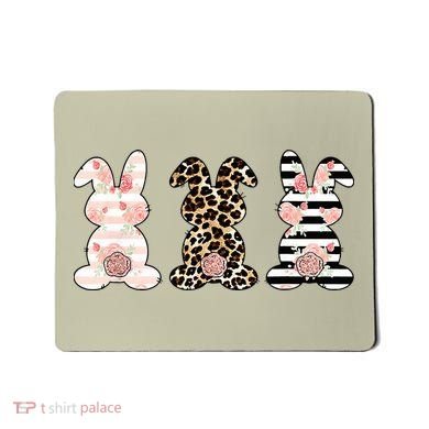 Leopard Easter Bunny Rabbit Trio Cute Easter Mousepad